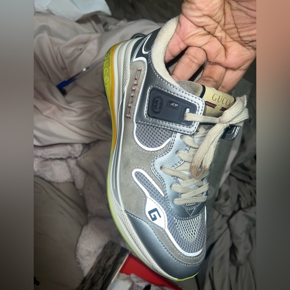 Gucci Silver/Metallic leather and fabric ultra space sneakers - Picture 1 of 6